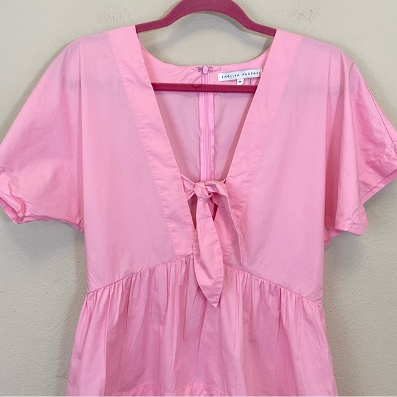 English Factory Pink Front Tie Poplin Peplum Top Size‎ Medium - Picture 6 of 10